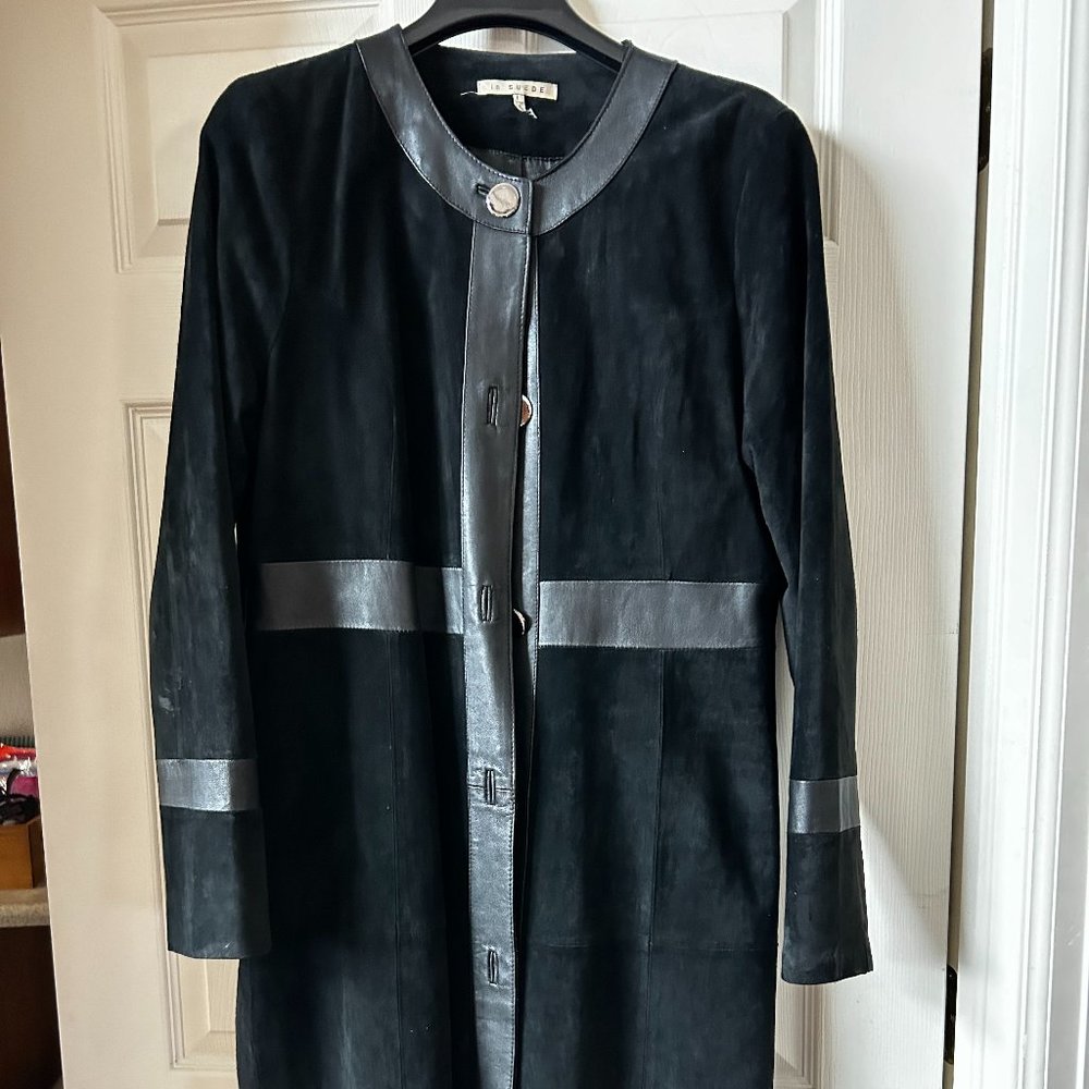 "Chanel Style" Black Suede Coat